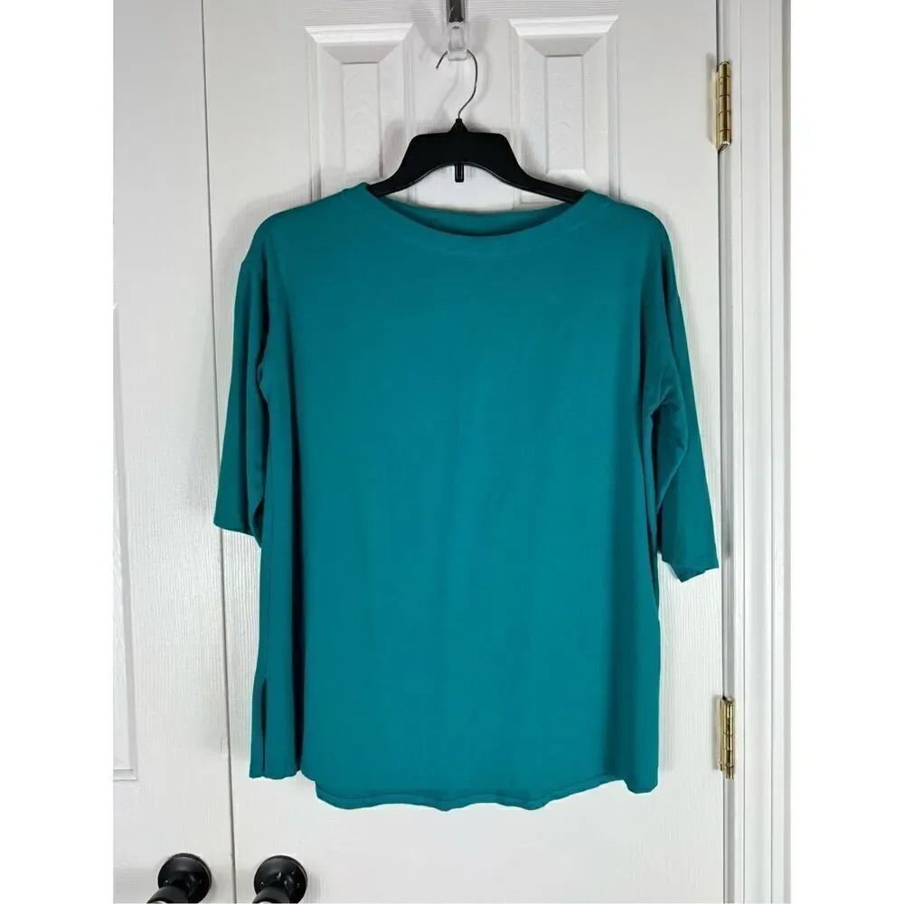 J Jill Womens Supima Pleat Back Tunic Blouse Size M